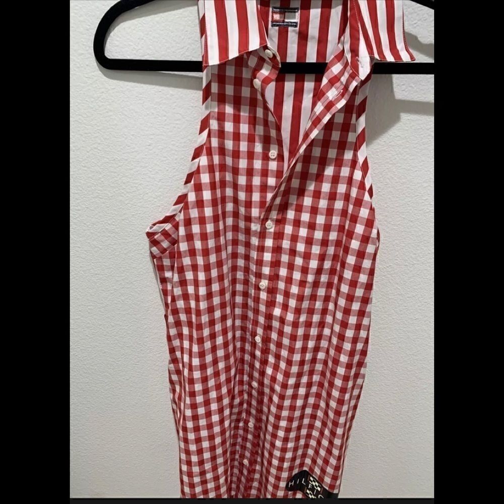 HILFIGER COLLECTION GINGHAM STRIPE SHIRT DRESS - Picture 4 of 6